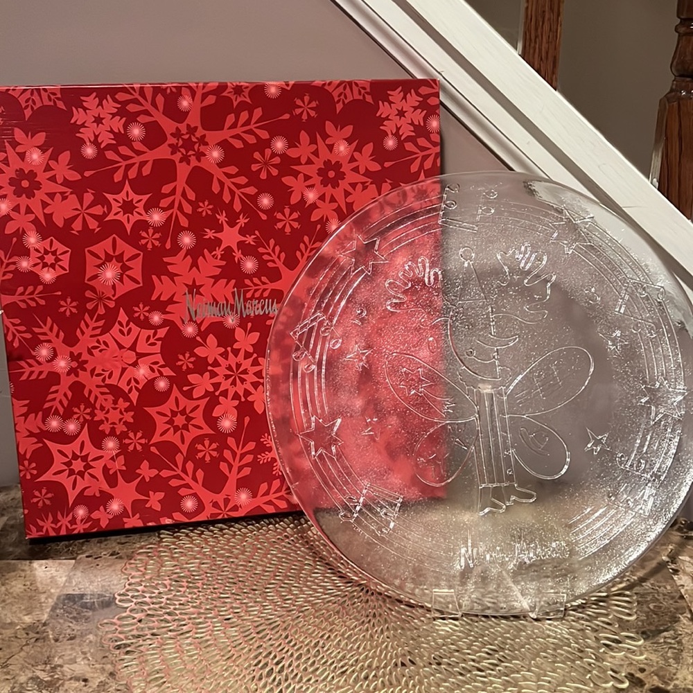 Neiman Marcus Glass Holiday Platter